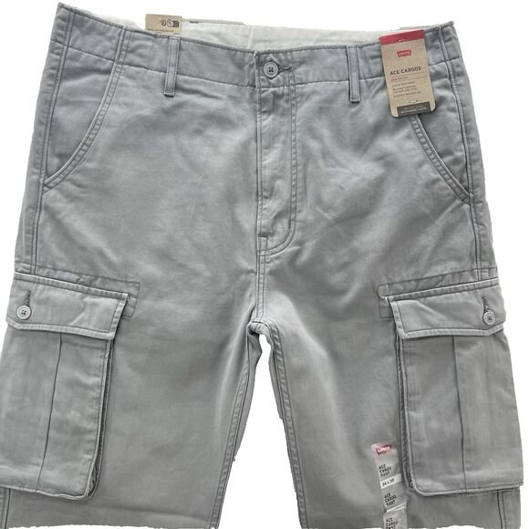 Levi's Ace Cargos Gray Men's 38x32 Preppy Relaxed Slight Taper Leg Cotton Pants - Picture 2 of 11